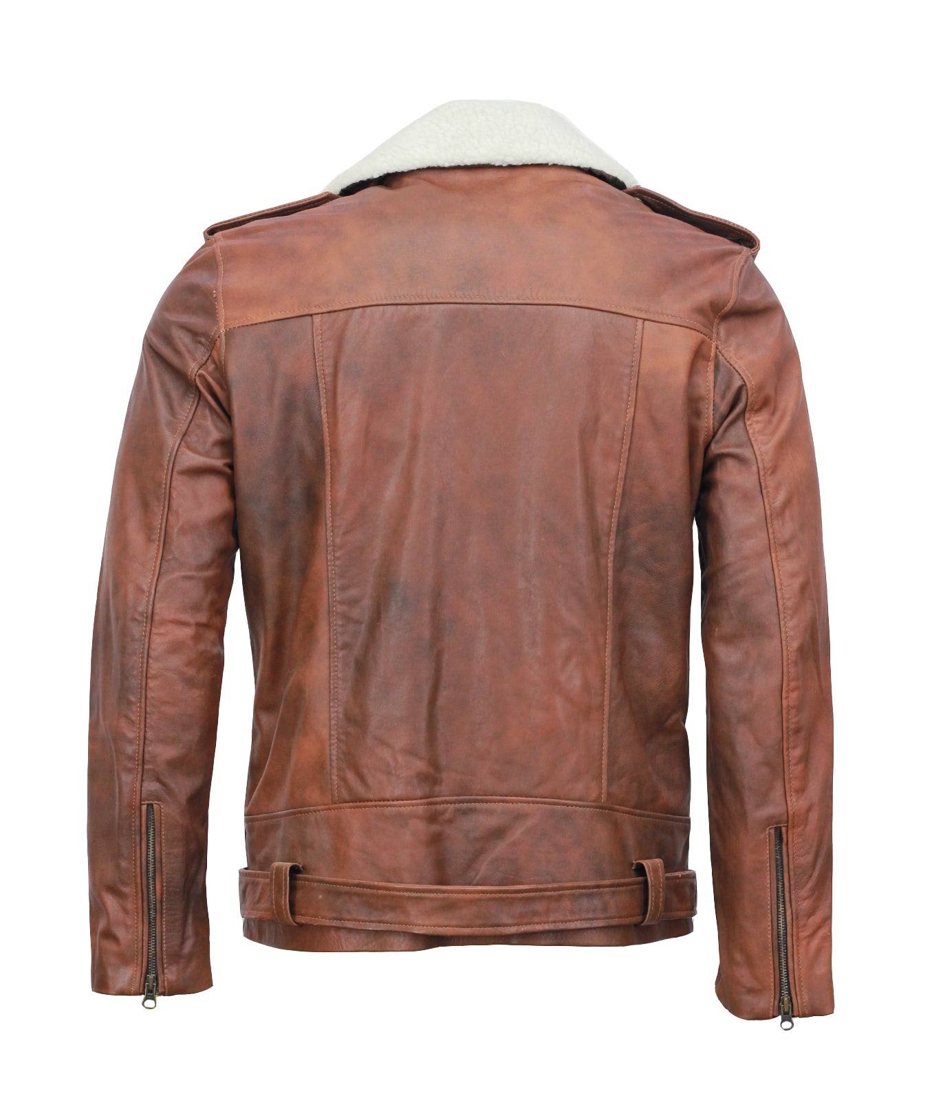 Brown Waxed Leather Motorcycle Jacket