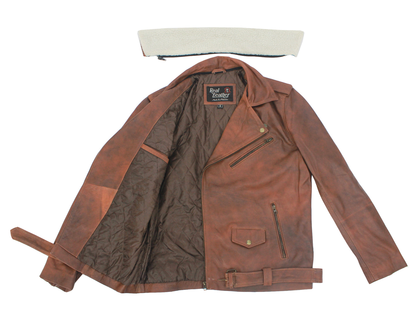 Brown Waxed Leather Motorcycle Jacket