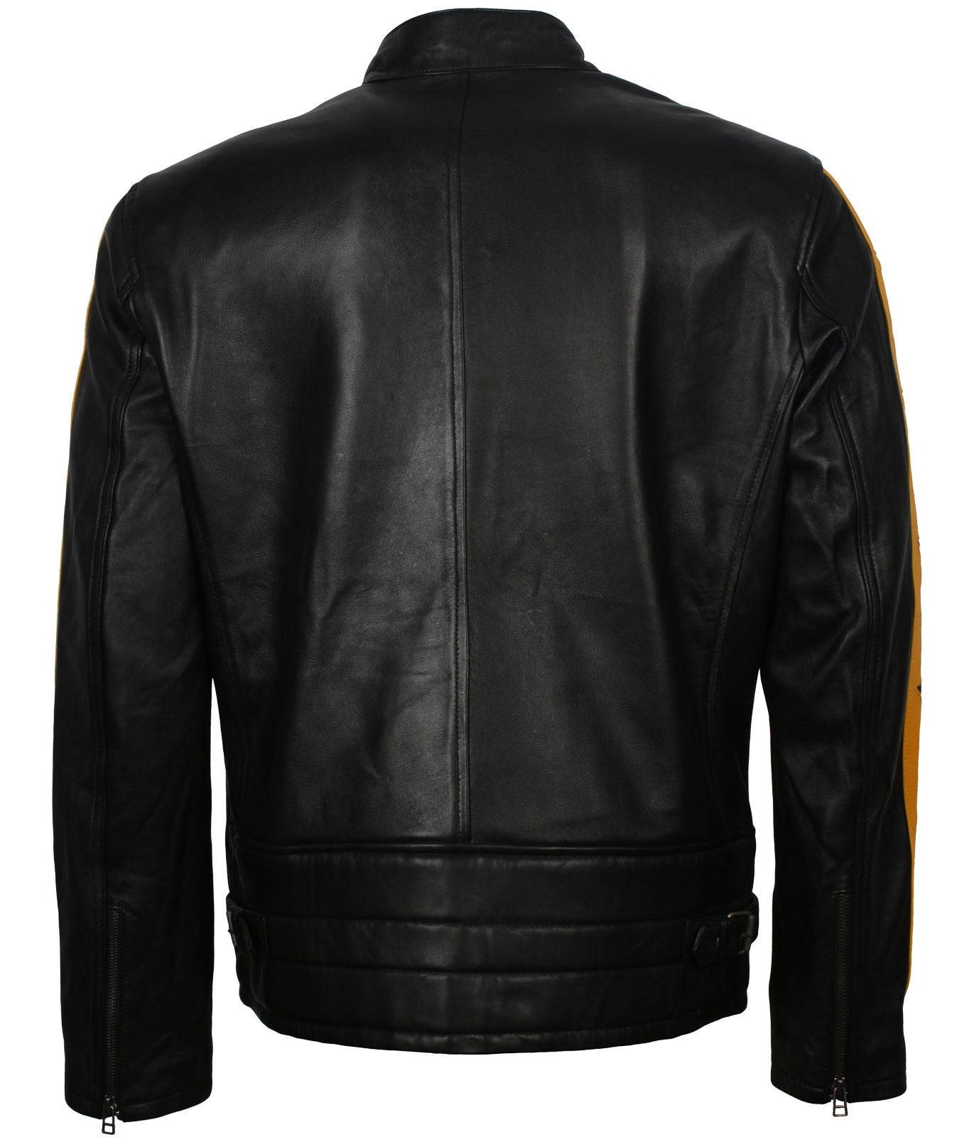 Yellow Star Stripes Motorcycle Leather Jacket
