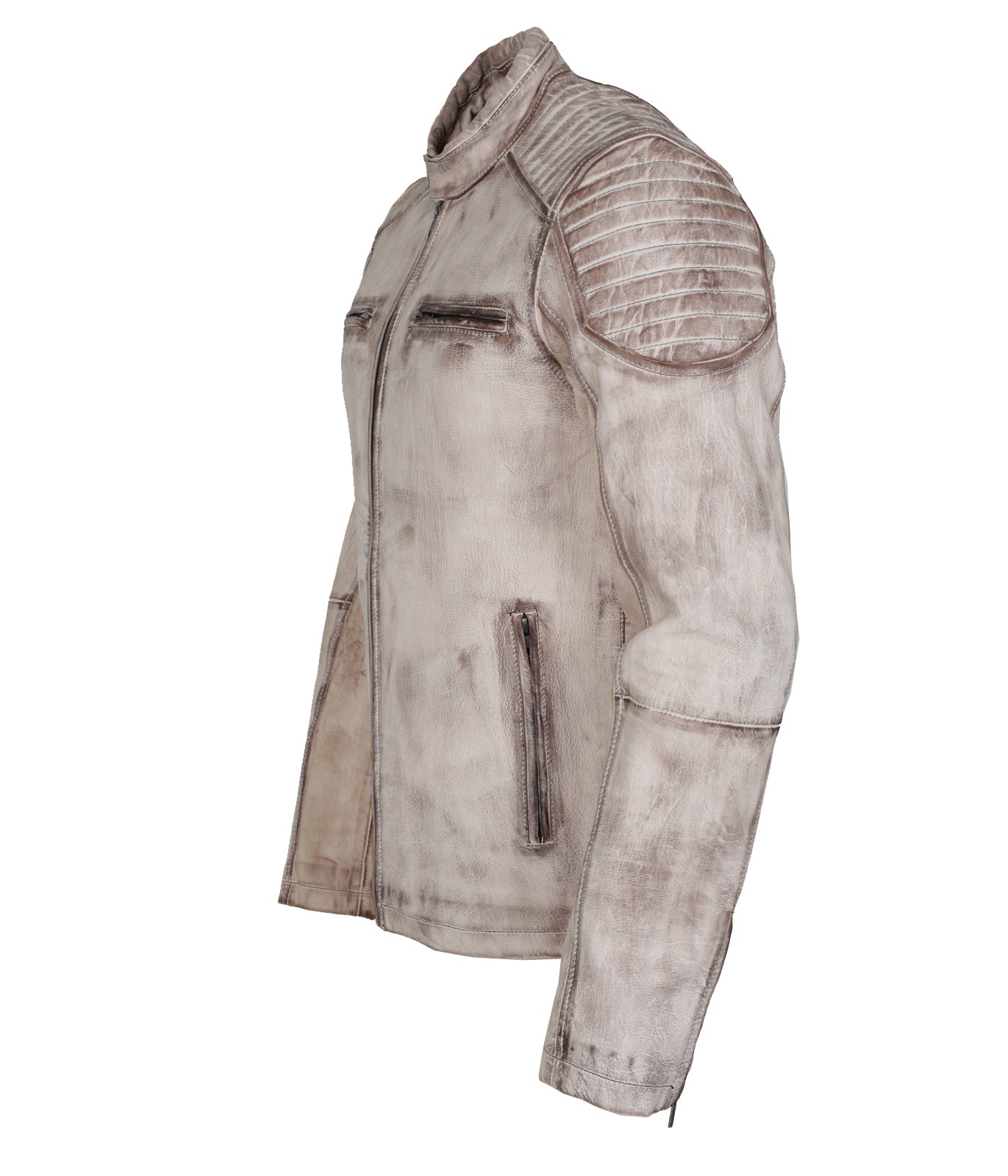 White Waxed Biker Leather Jacket