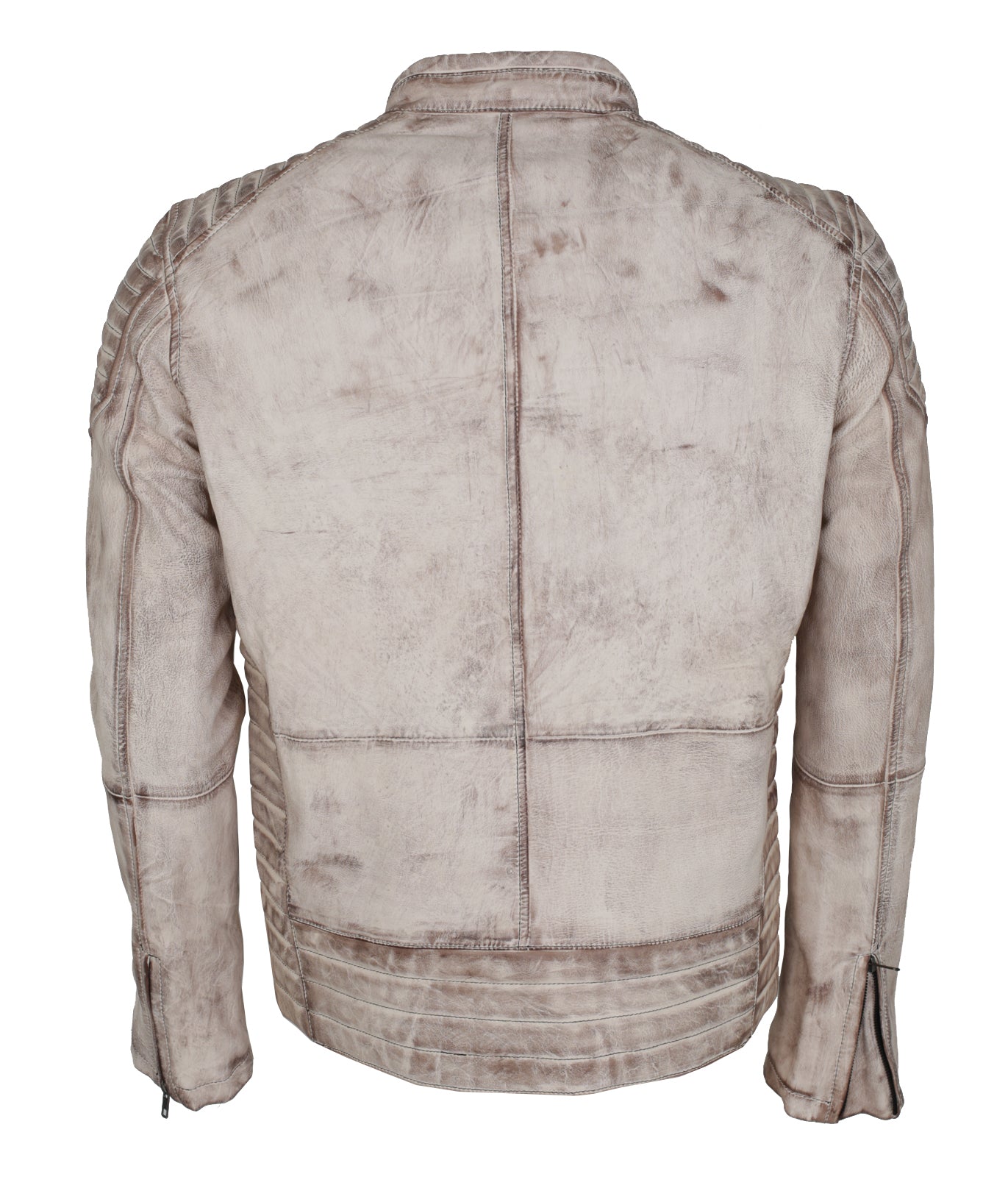 White Waxed Biker Leather Jacket
