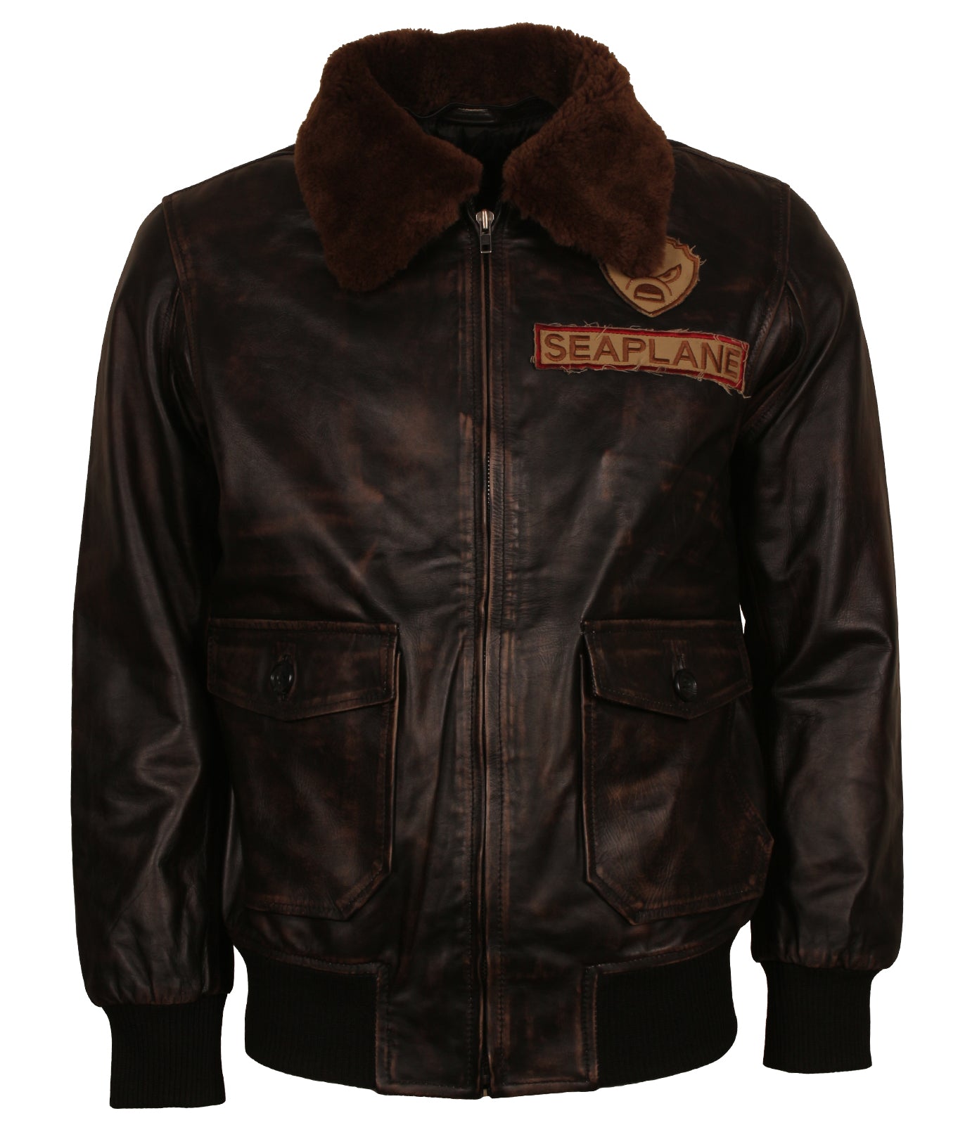 Sea Plane Naval Aviator Waxed Leather Jacket