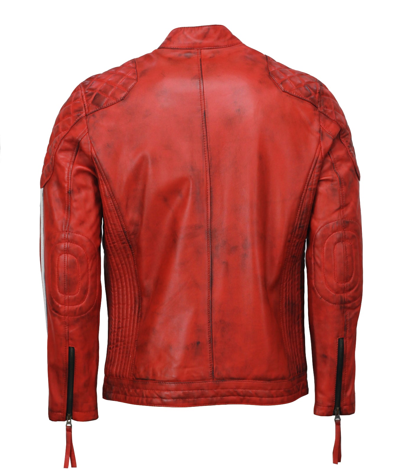 Red Waxed Motorbike Leather Jacket