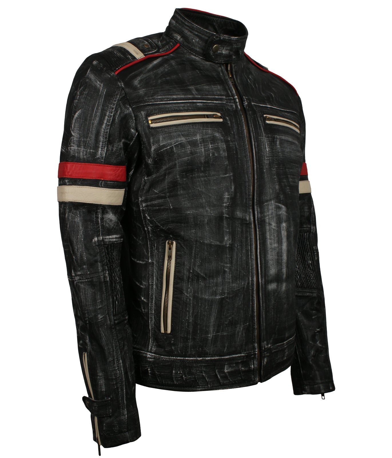 Mens Distressed Leather Biker Jacket