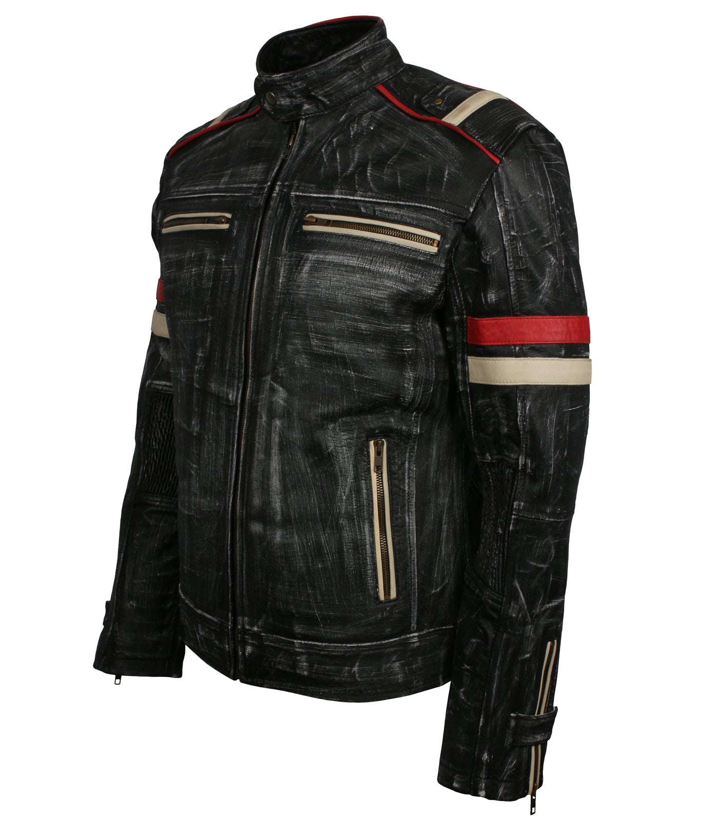 Mens Distressed Leather Biker Jacket