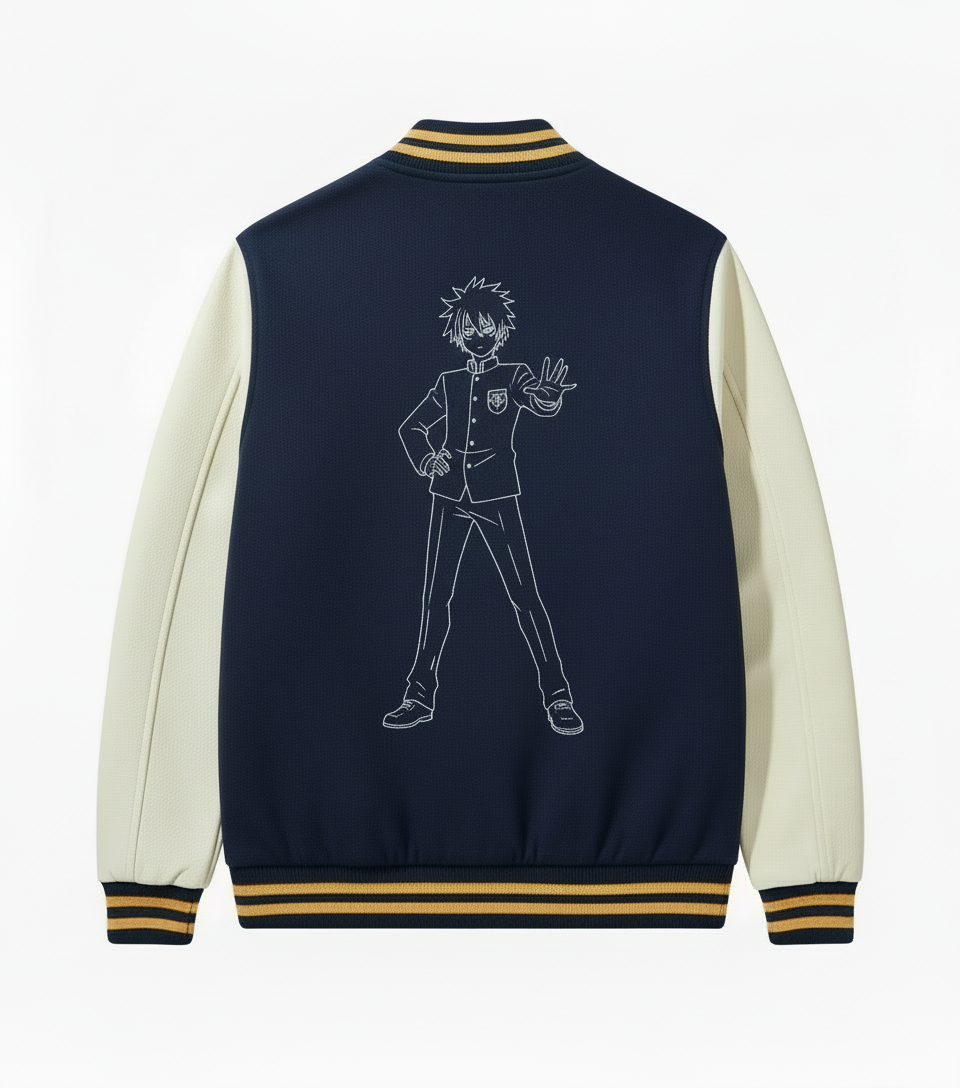 Navy Blue Seraph of the End Fan Varsity Jacket