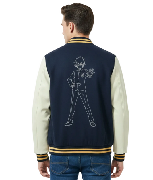 Navy Blue Seraph of the End Fan Varsity Jacket